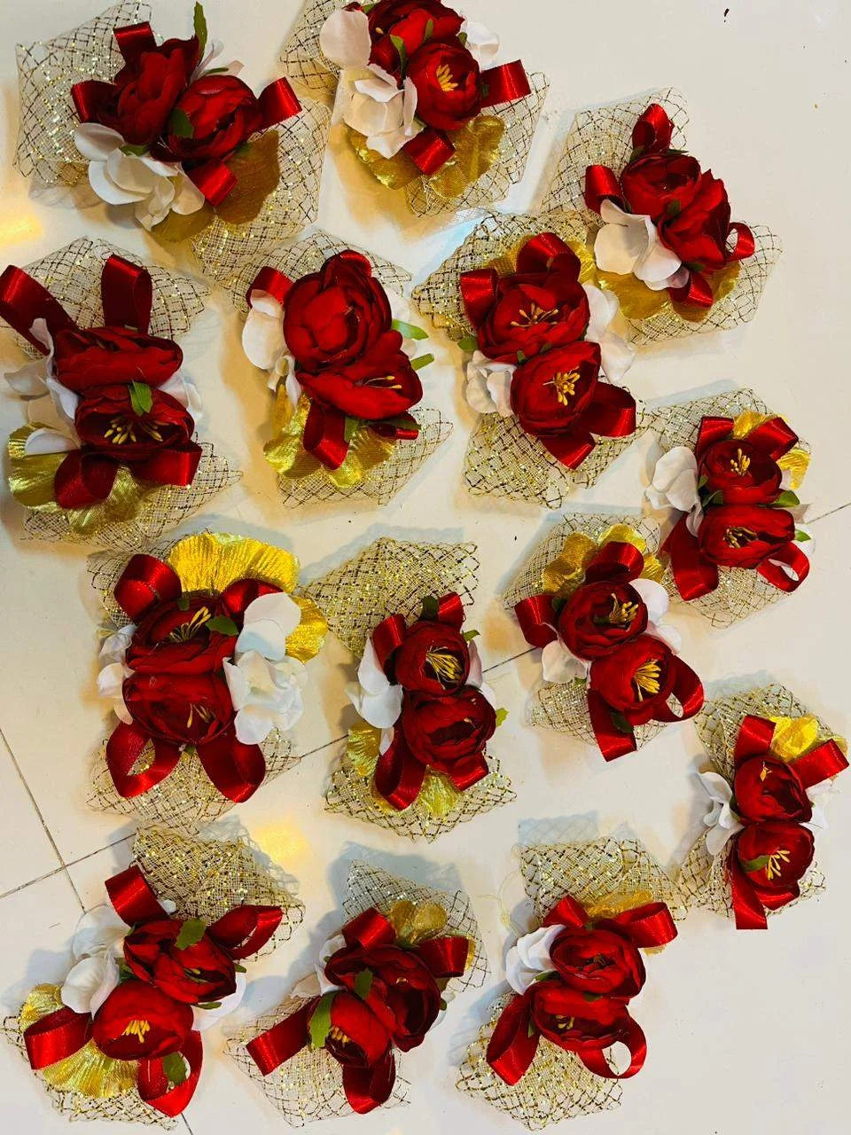 Red rose floral brooch