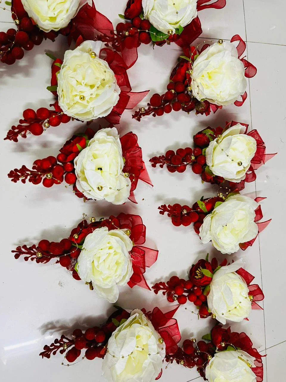 White rose floral brooch