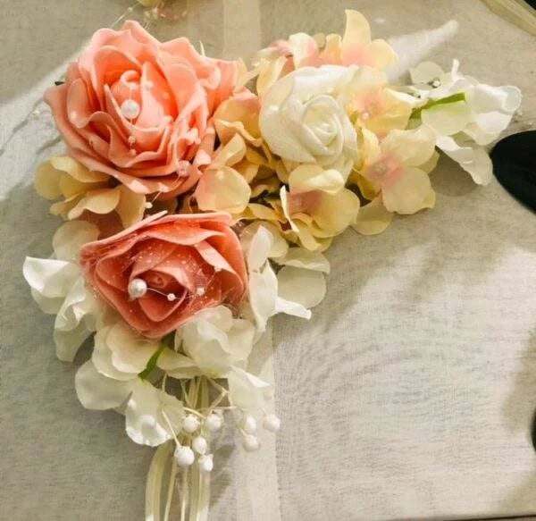 Pastel orange floral brooch