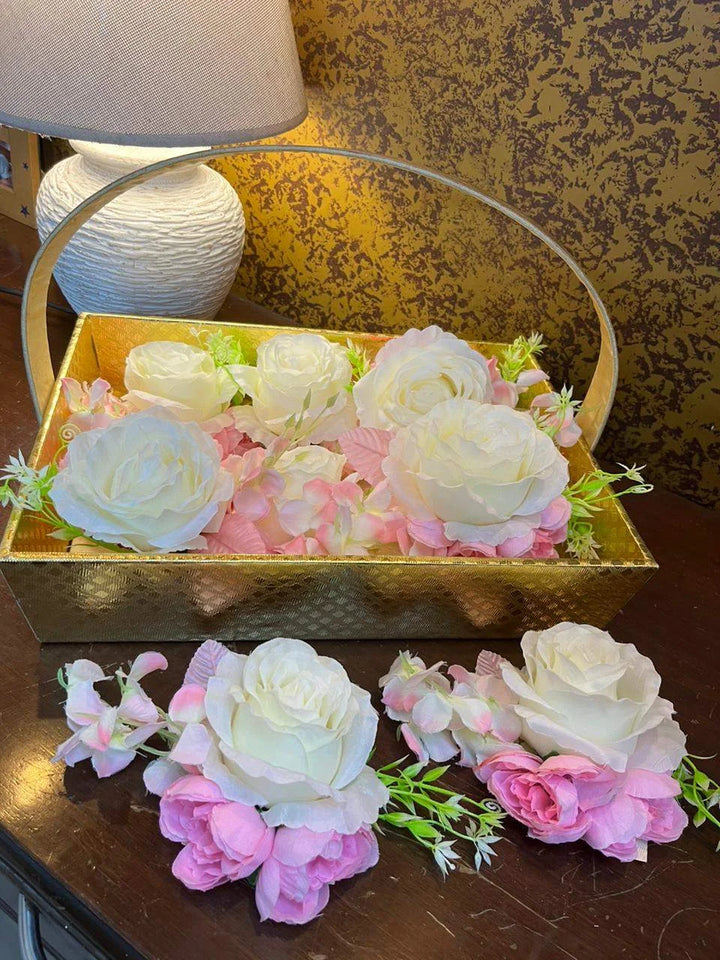 White pink floral brooch