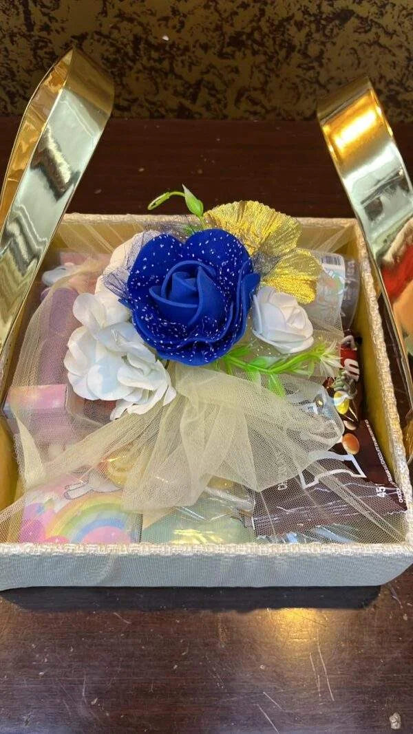 Blue rose floral brooch